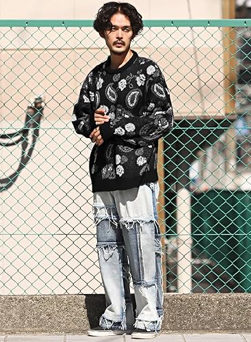 パーリーゲイツ ニットセーター ネイビー バンダナ ペイズリー クルーネック PEARLY GATES パーリーゲイツ 2023年モデル ニットセーター 裏地